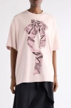 Acne Studios Crew Neck Graphic Print Oversized T-shirt In Pink