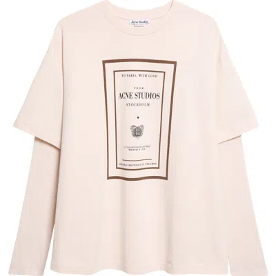 Acne Studios Edra Book Cover Oversize Layered Graphic T-shirt In Neutral