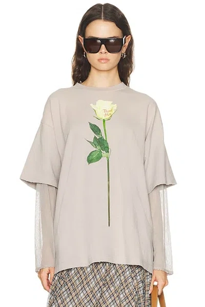 Acne Studios Women Cotton T-shirt With A Floral Print With A Contrasting Logo In Multi