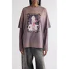 Acne Studios Purple Layered Print T-shirt In Dark Mauve