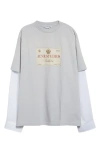 Acne Studios Edra Double U Layered Cotton Shirt In Light Grey Aab