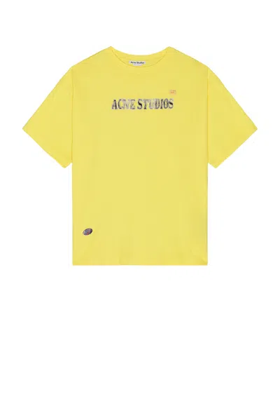 Acne Studios Edra Embroidered T-shirt In Yellow