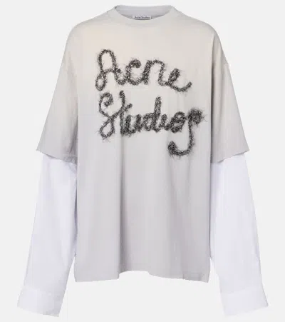 Acne Studios Edra Layered Cotton T-shirt In Gray