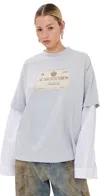 Acne Studios Edra Double U Layered Cotton Shirt In Light Grey