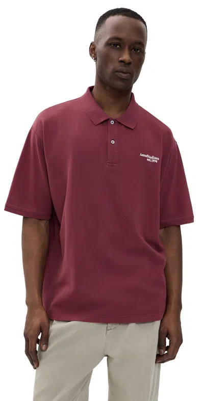 Acne Studios Egnes Polo Shirt Collar Short Sleeves In Burgundy