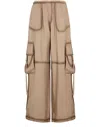 Acne Studios Pock Fluid Viscose Wide Cargo Pants In Nude
