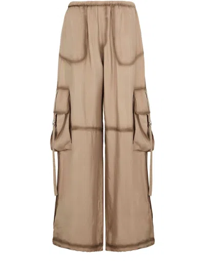 Acne Studios Pock Fluid Viscose Wide Cargo Pants In Grey