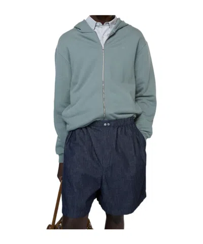 Acne Studios Elastic Waist Denim Shorts In Green