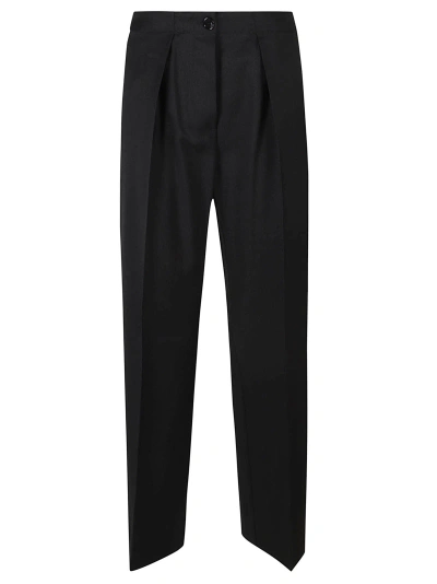 Acne Studios Elastic Waist Straight Leg Plain Trousers In Black