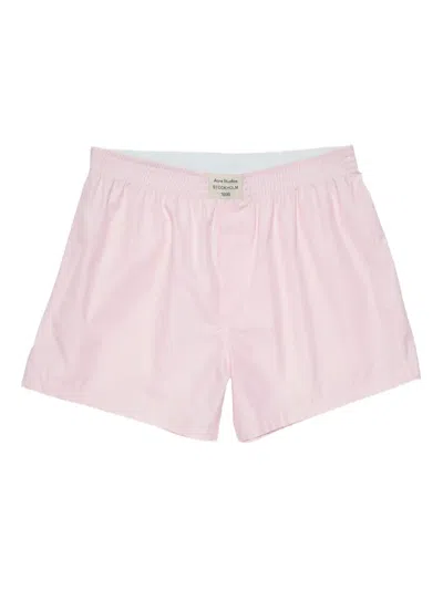 Acne Studios Elasticated Cotton Shorts In Pink