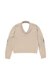 Acne Studios Elbow-patch V-neck Sweater In Neutral