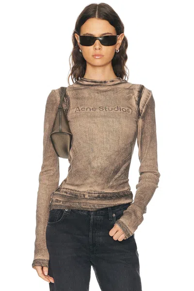 Acne Studios Elga Double Garment Print T-shirt In Brown