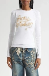 Acne Studios Elga Tinsel Logo Rib Long Sleeve Layered T-shirt In White