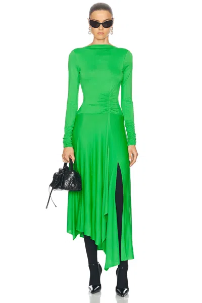 Acne Studios Fitted Fluid Long Sleeve Dress Bright Green In Bcd Bright Green