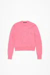 Acne Studios Embellished Face Logo Cardigan In Tango Pink