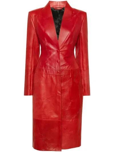 Acne Studios Leather Coat In Red