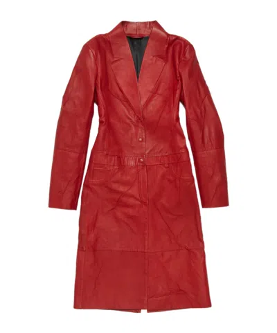 Acne Studios Embossed-detail Leather Coat In Red