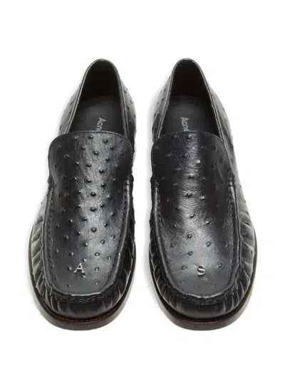 Acne Studios Embossed-detail Leather Loafers In Black