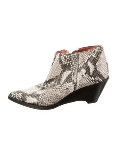 Pre-owned Acne Studios Embossed Leather Animal Print Boots In Gray