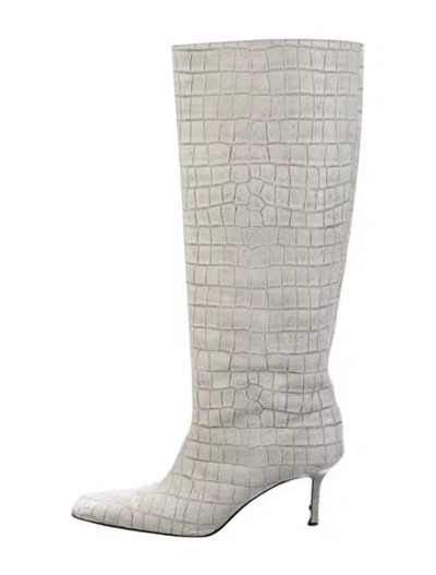 Pre-owned Acne Studios Embossed Leather Animal Print Boots In White