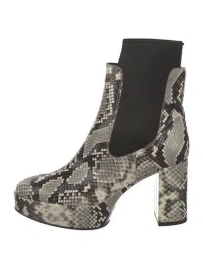 Pre-owned Acne Studios Embossed Leather Animal Print Lace-up Boots In Gray