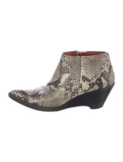 Pre-owned Acne Studios Embossed Leather Animal Print Western Boots In Gray