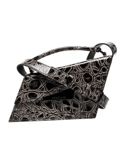 Pre-owned Acne Studios Embossed Leather Top Handle Bag In Black