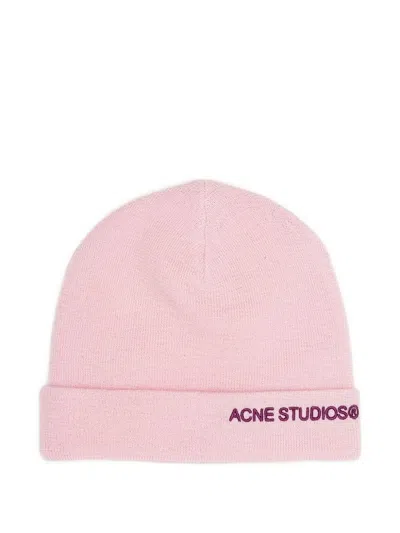 Acne Studios Embroidered Beanie In Pink