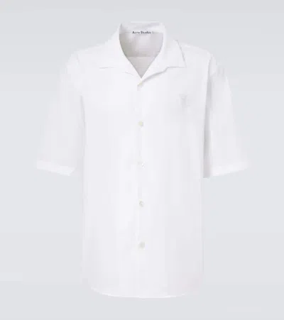 Acne Studios Embroidered Cotton Poplin Shirt In White