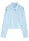 Acne Studios Embroidered Cotton Shirt In Light Blue
