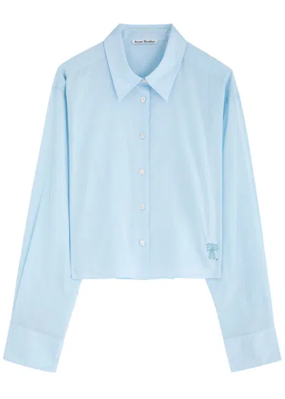 Acne Studios Embroidered Cotton Shirt In Light Blue