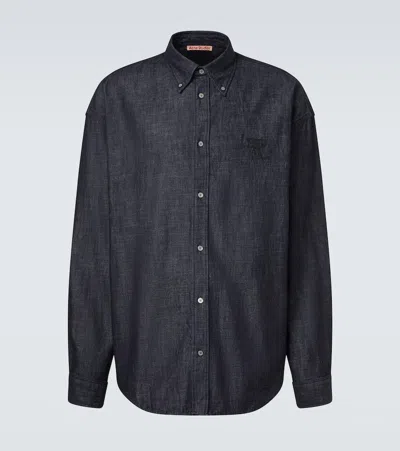 Acne Studios Embroidered Denim Shirt In Blue