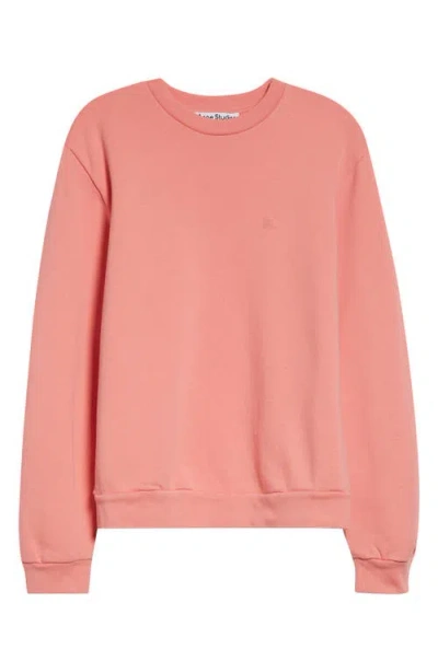 Acne Studios Embroidered Face Patch Fleece Sweatshirt In Pink