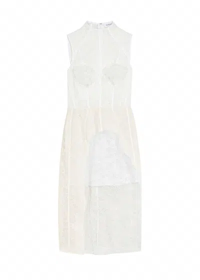 Acne Studios Embroidered Lace Midi Dress In White