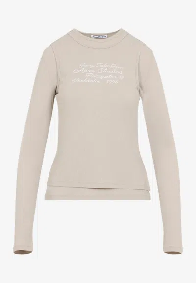 Acne Studios Embroidered Layered Long-sleeved T-shirt In Neutral