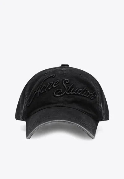 Acne Studios Embroidered Logo Baseball Cap In Black