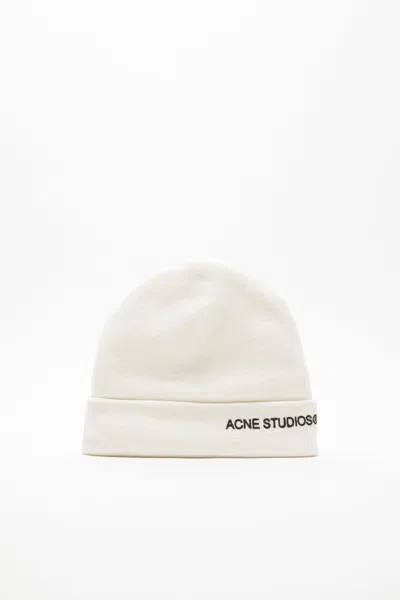 Acne Studios Embroidered Logo Beanie In Off White