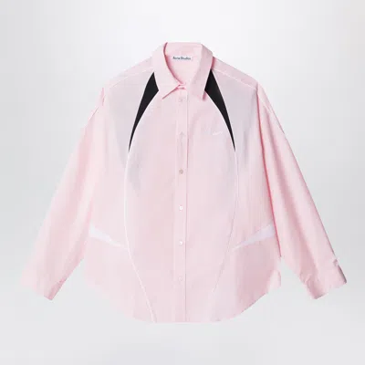 Acne Studios Embroidered Logo Button-up Shirt Baby Pink In Multi