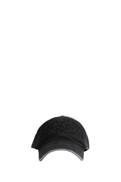 Acne Studios Embroidered Logo Cap In Black