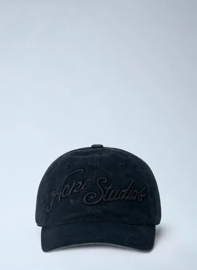 Acne Studios Embroidered Logo Cap In Black