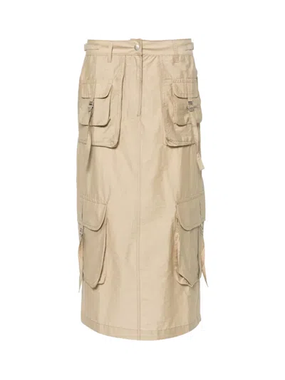 Acne Studios Embroidered-logo Cargo Skirt Beige