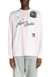 ACNE STUDIOS EMBROIDERED LOGO STRIPE LONG SLEEVE GRAPHIC T-SHIRT