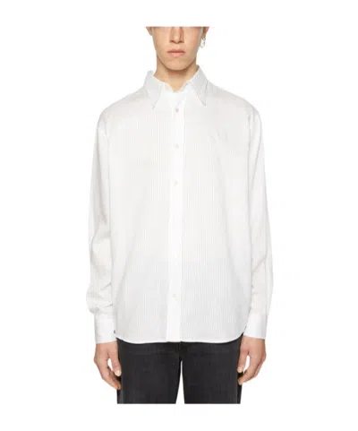 Acne Studios Embroidered-logo Stripped Shirt In White