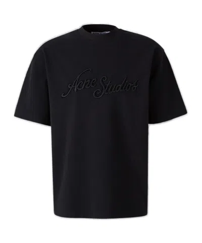 Acne Studios Logo Embroidered T-shirt In Black