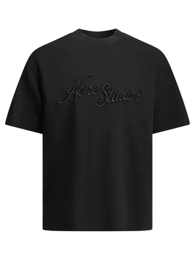 Acne Studios Tourist Logo Embroidered Cotton T-shirt In Black