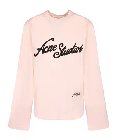Acne Studios Embroidered Logo T-shirt In Pink