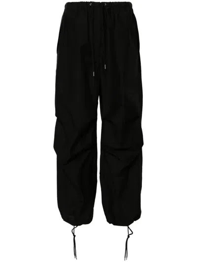 Acne Studios Embroidered-logo Wide-leg Trousers In Black