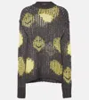 Acne Studios Embroidered Open-knit Sweater In Grey