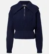 Acne Studios Embroidered Ribbed-knit Wool Sweater In Blue
