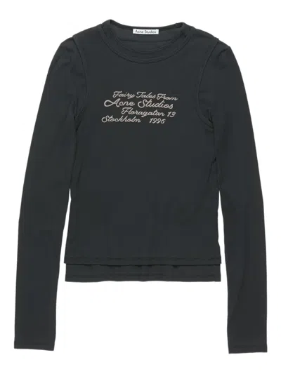 Acne Studios Embroidered T-shirt In Black